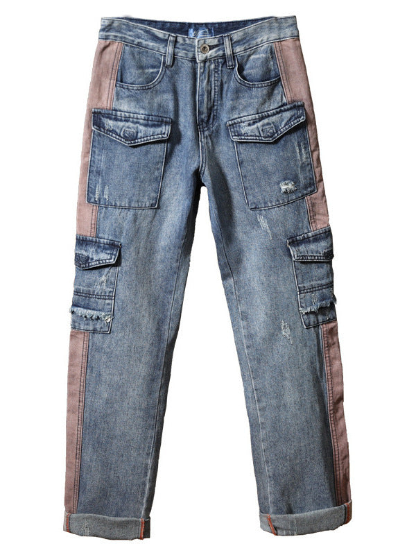 Men's Nostalgic Retro Multi-pocket Jeans