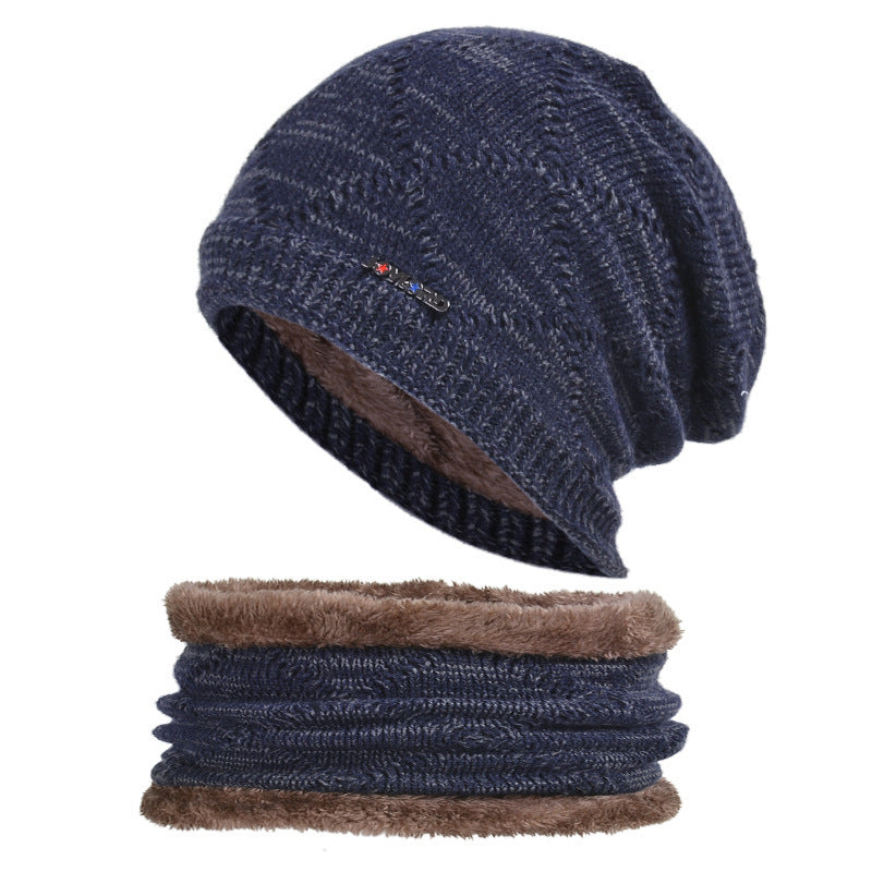 Men's Two-piece Woolen Hat With Head And Ear Protection and Neck Warmer