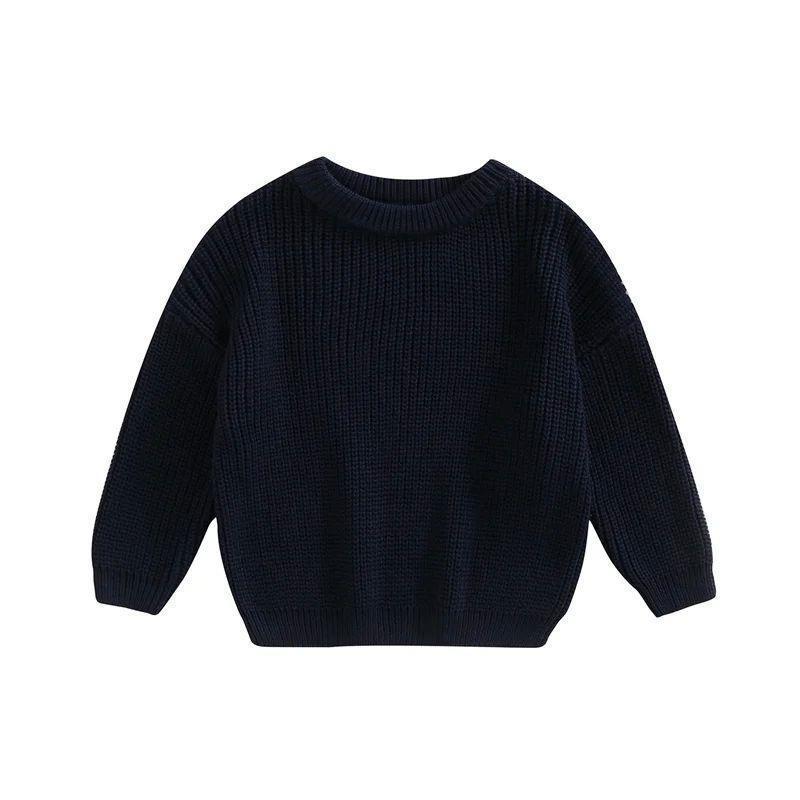 Girls' Solid Color Crew Neck Casual Sweater