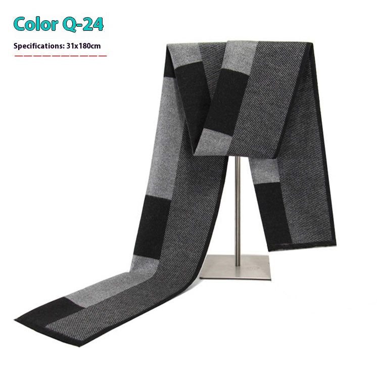 Men's Warm Cashmere-like Striped Scarf