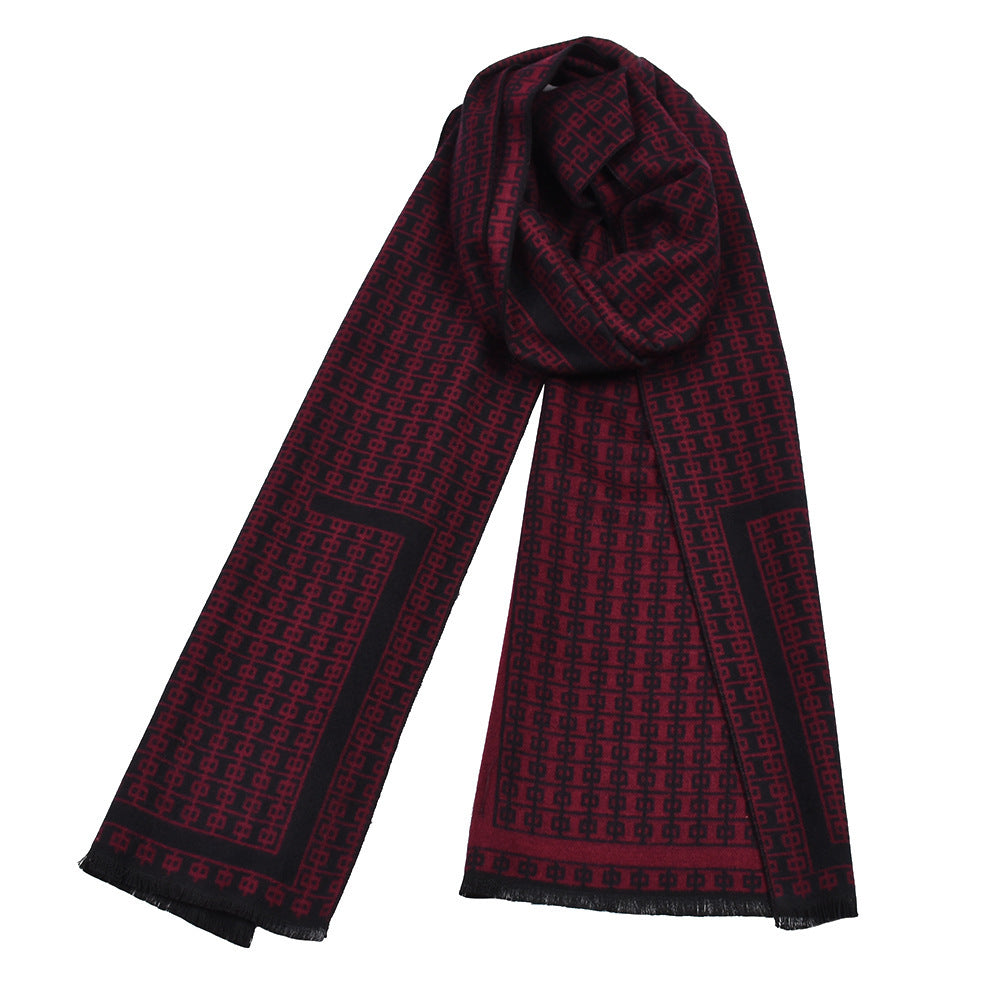 Double-sided Thick Warm Men's Knitted Scarf