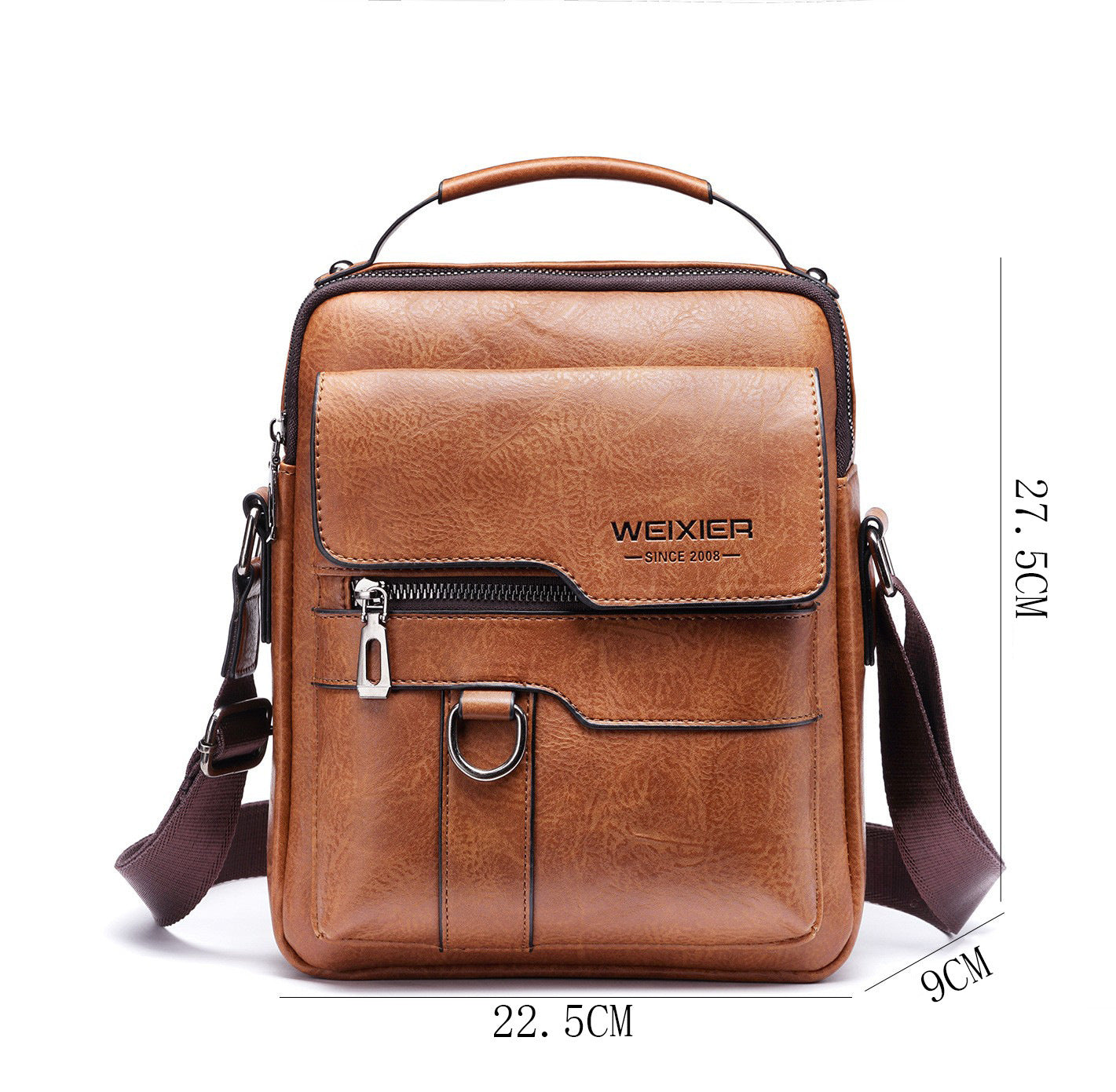 Men's Messenger Bag One Shoulder Retro Business Backpack PU Leather Flaps Crossbody