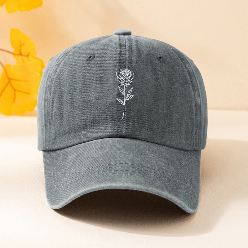 Men's Casual Simple Rose Washed Baseball Cap