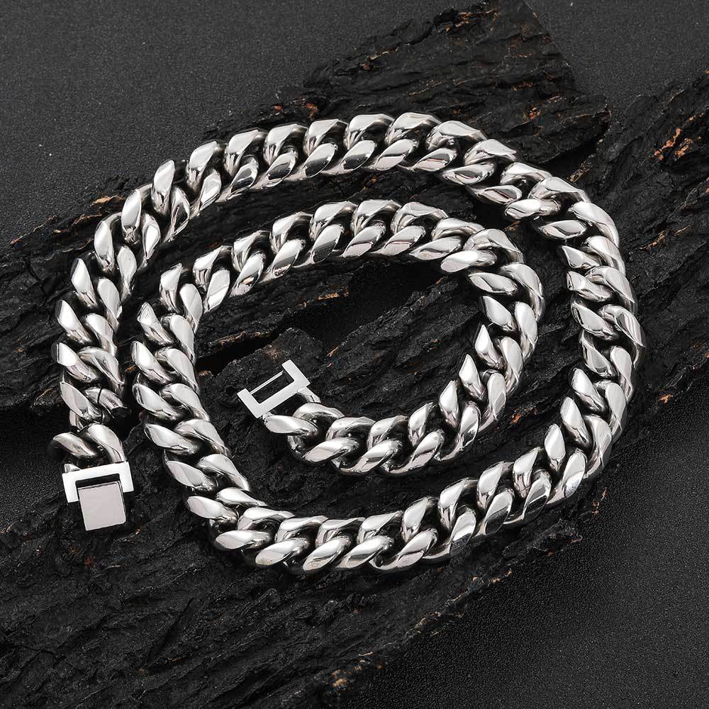 Men's Stainless Steel Buckle Round Necklace