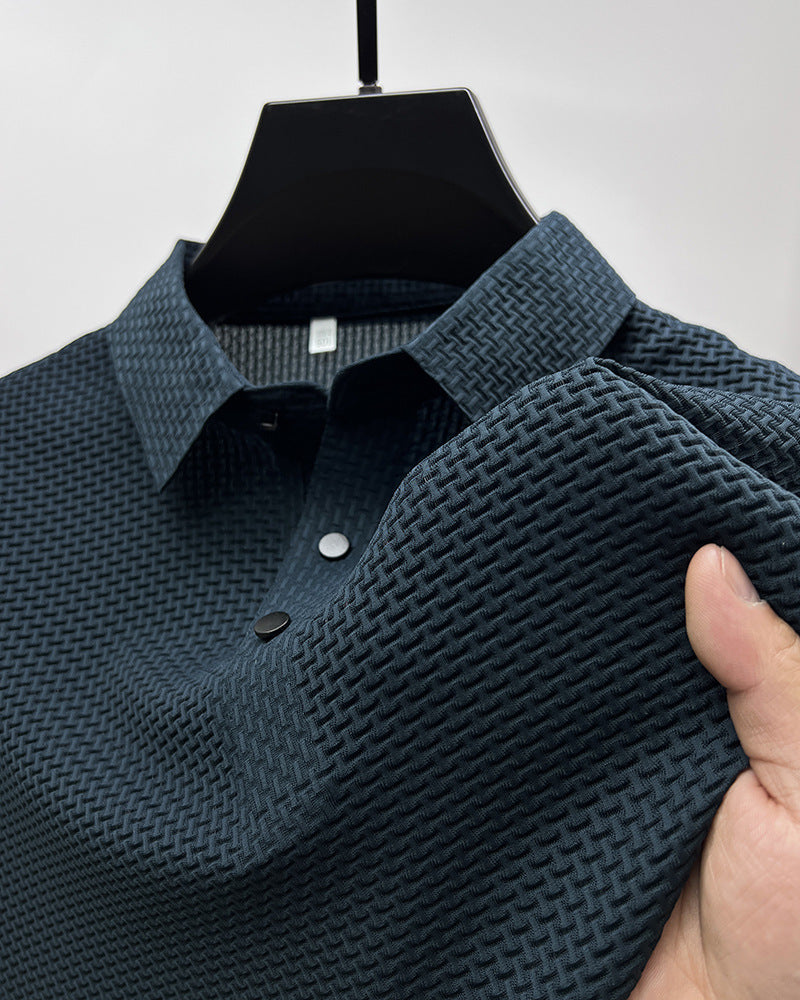 Mesh Ice Silk Short Sleeve Dress Shirt