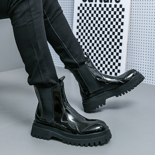 Men's  Glossy Ankle Boots