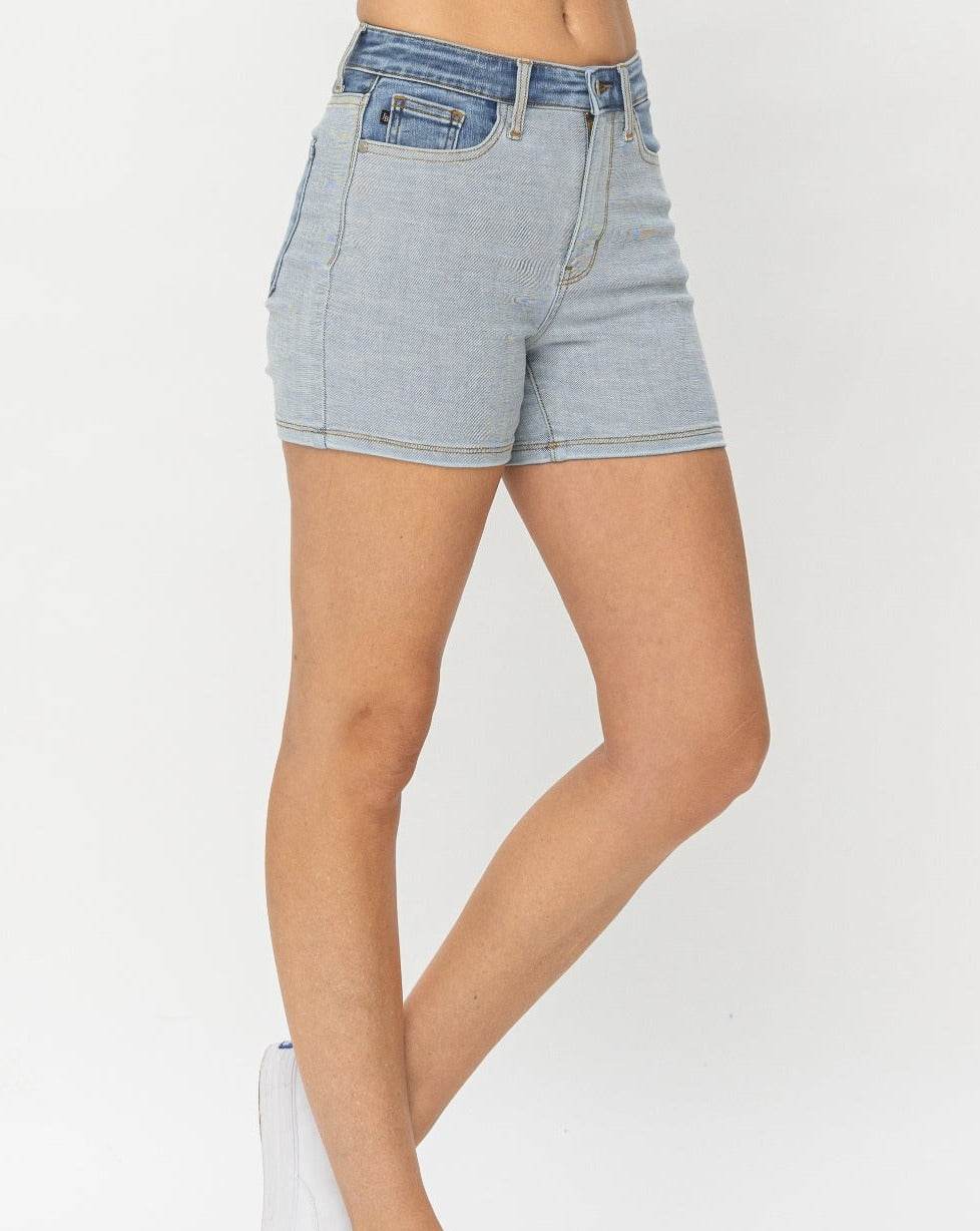 Judy Blue Full Size Color Block Denim Women Shorts