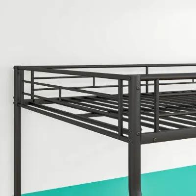 Heavy Duty Metal Bunk Bed Full Over Queen Bunk Bed Frame, Noise Free Frames, No Boxing Spring Needed by GJG Denim