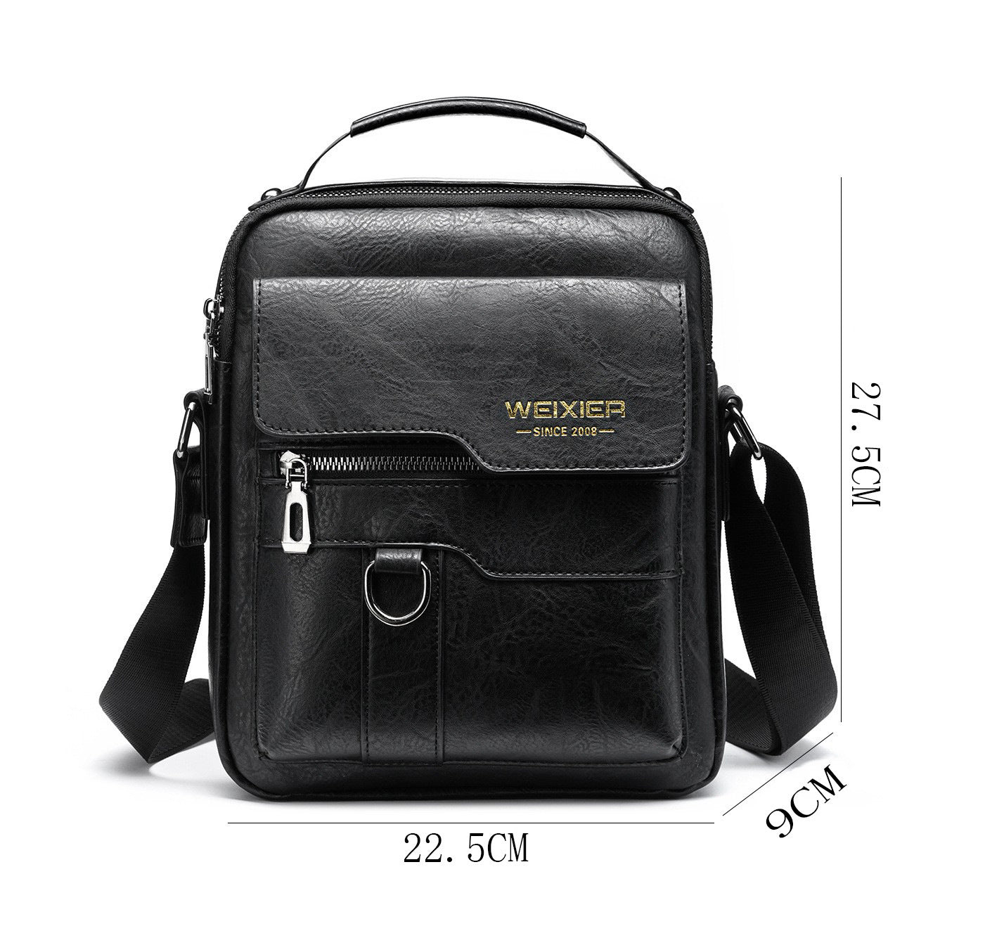 Men's Messenger Bag One Shoulder Retro Business Backpack PU Leather Flaps Crossbody