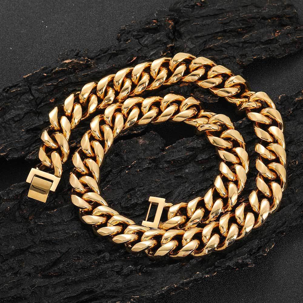 Men's Stainless Steel Buckle Round Necklace