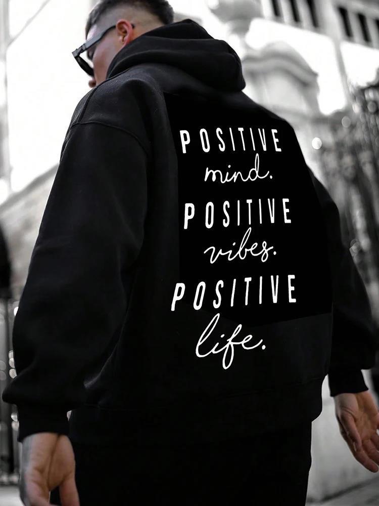 Men's Letter Print Hooded Sweater