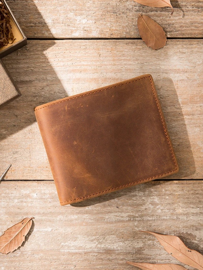 Full-grain Cowhide Vintage-style Wallet For Men by GJG Denim