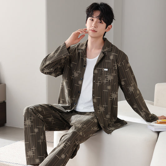 Men's Pure Cotton Long Sleeved Pajamas