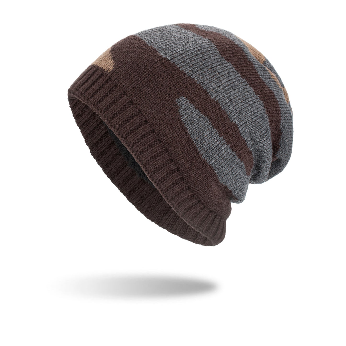 Men's Tricolor Striped Long Pullover Knit Beanie