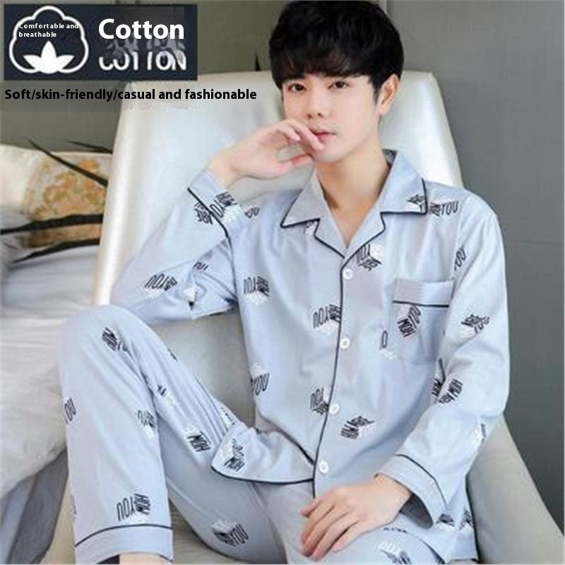 Men's Cotton Long-sleeved Pajamas
