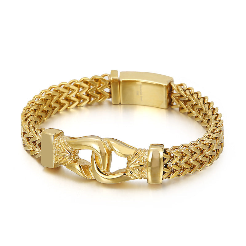 Men's Boxing Mesh Chain Link Gold Color Bracelet Stainless Steel