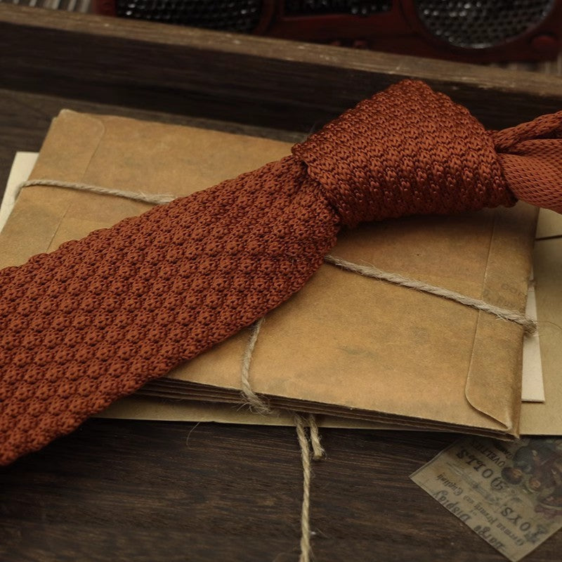 Narrow Woolen Knitted Tie For Men