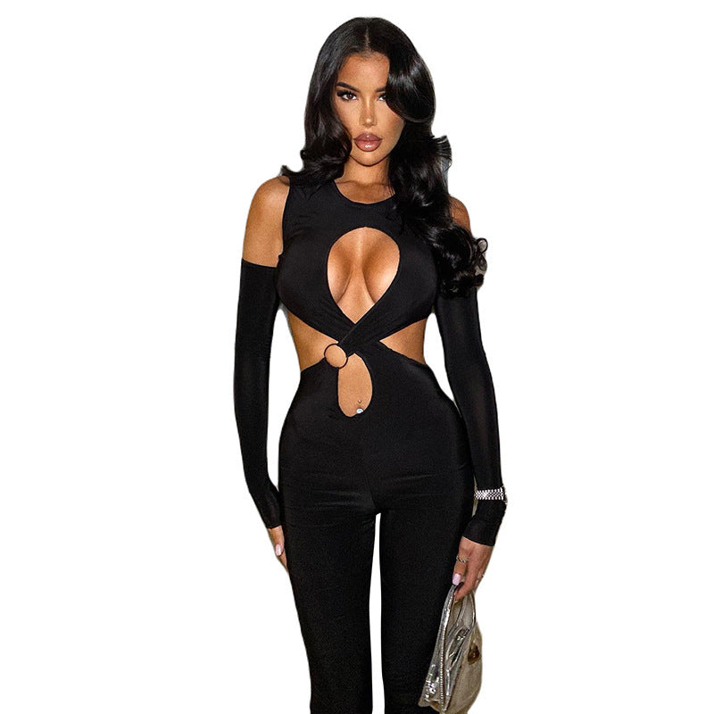 Women's cut-out patchwork bodysuit