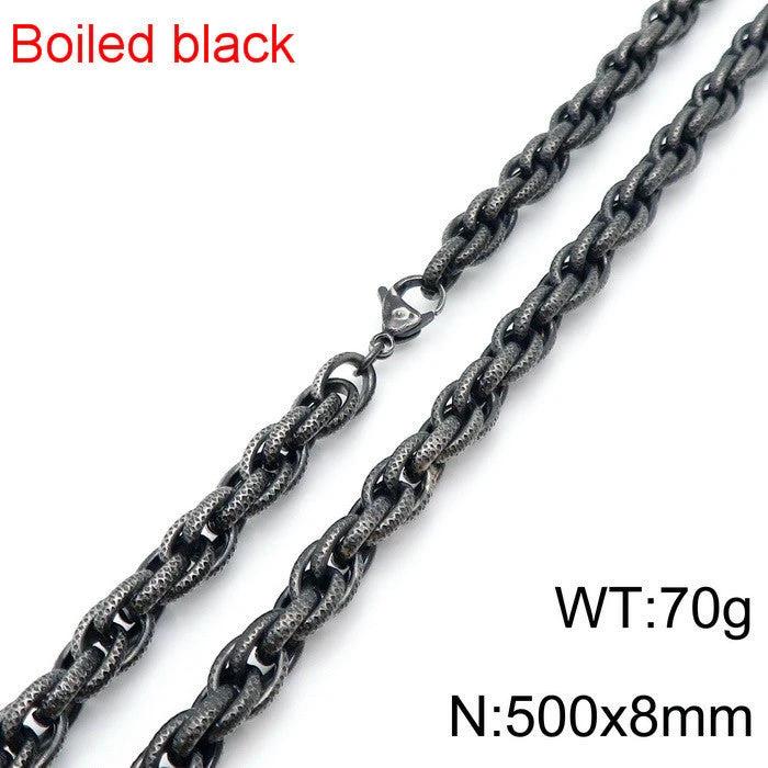 Black Dot Pattern Men's Stainless Steel Necklace by GJG Denim