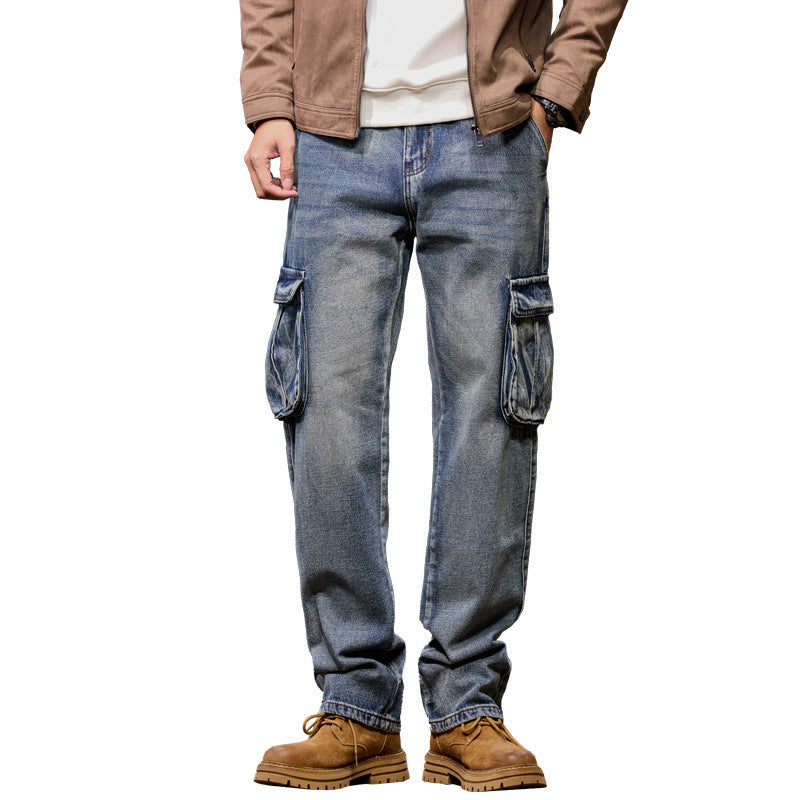 Men's Nostalgic Retro Multi-pocket Jeans