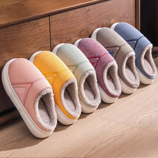 Men's Solid Striped Fleece Plush Slippers