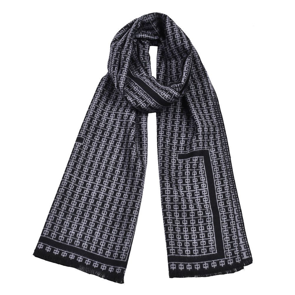 Double-sided Thick Warm Men's Knitted Scarf
