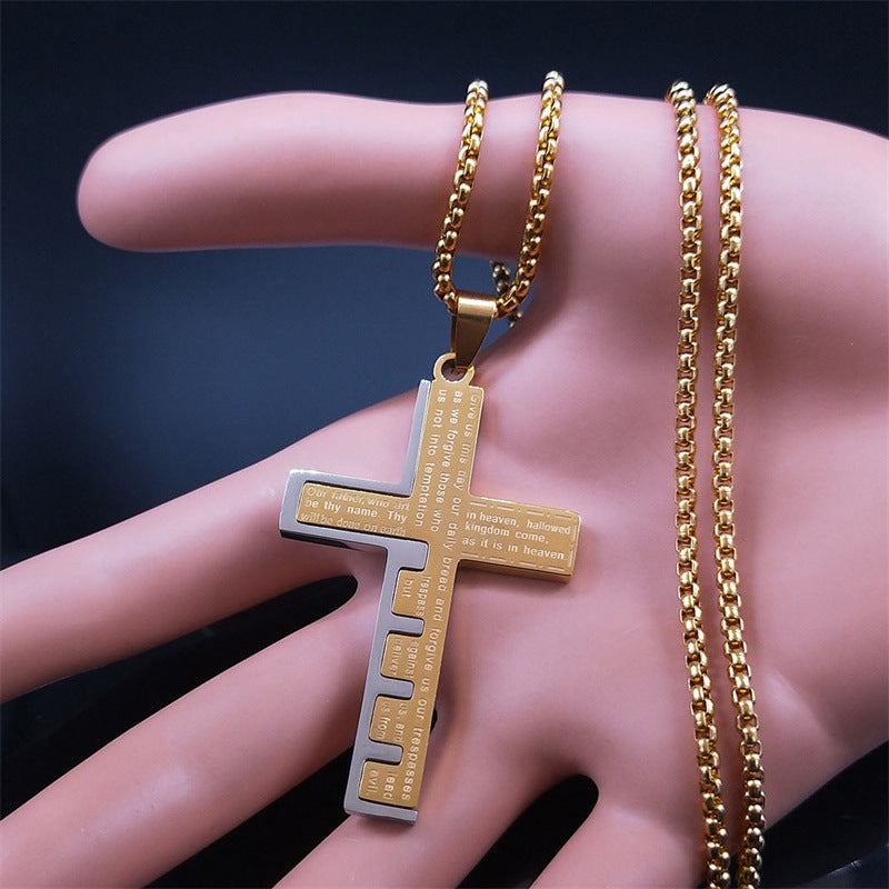 Stainless Steel Cross Necklace For Men