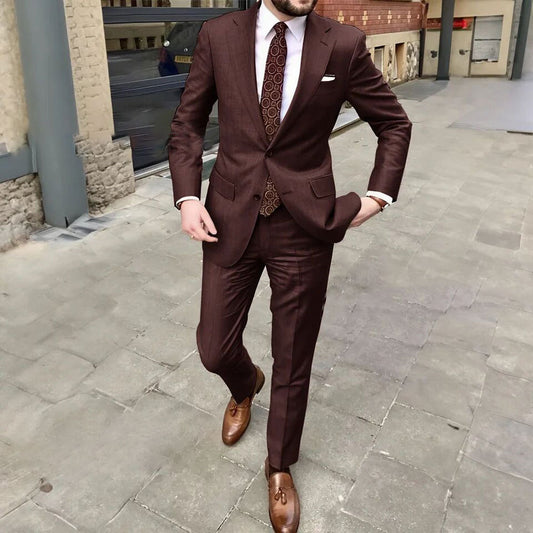 Men's Slim Fit Business Dress Two Button Suit
