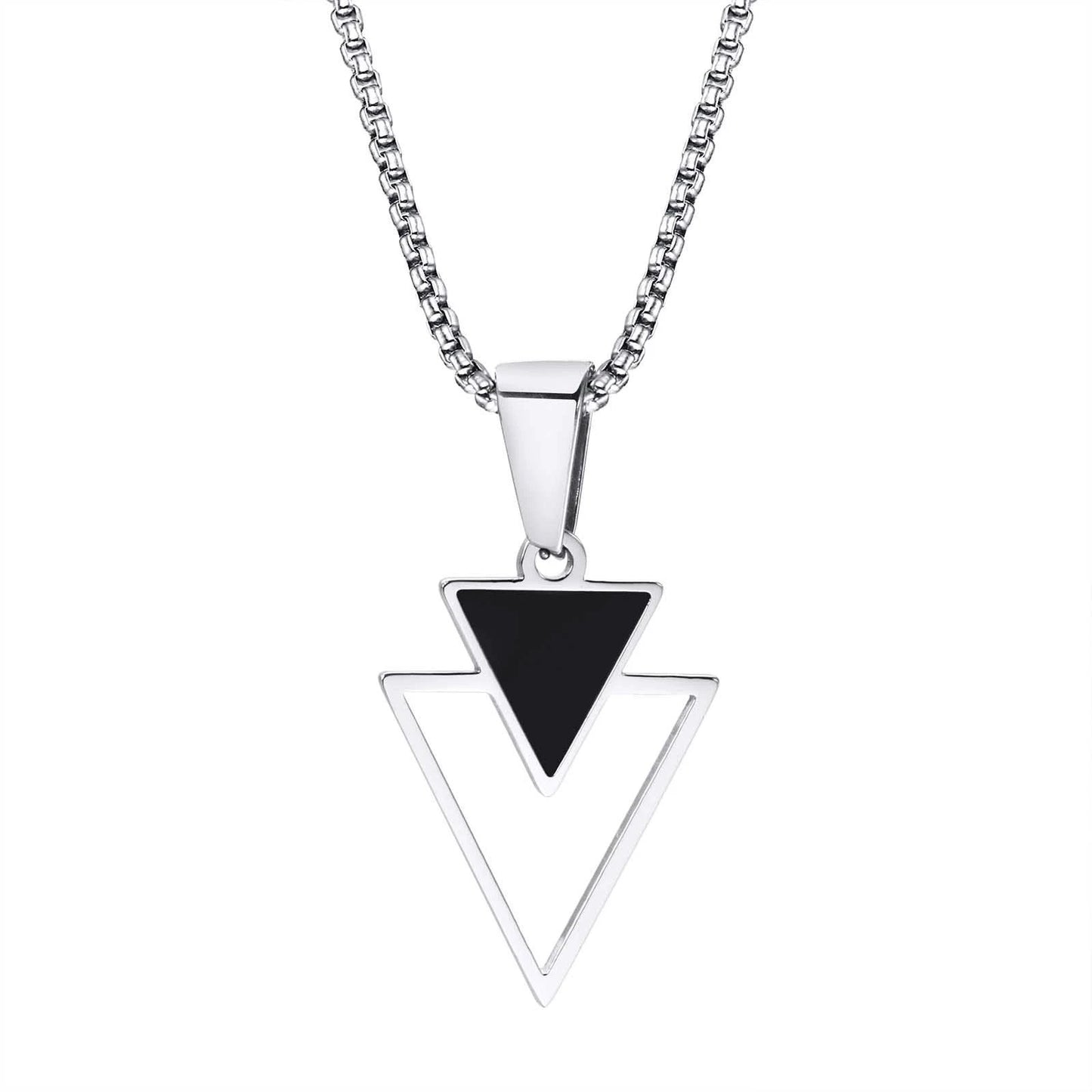 Stainless Steel Men's Geometric Triangle Necklace by GJG Denim