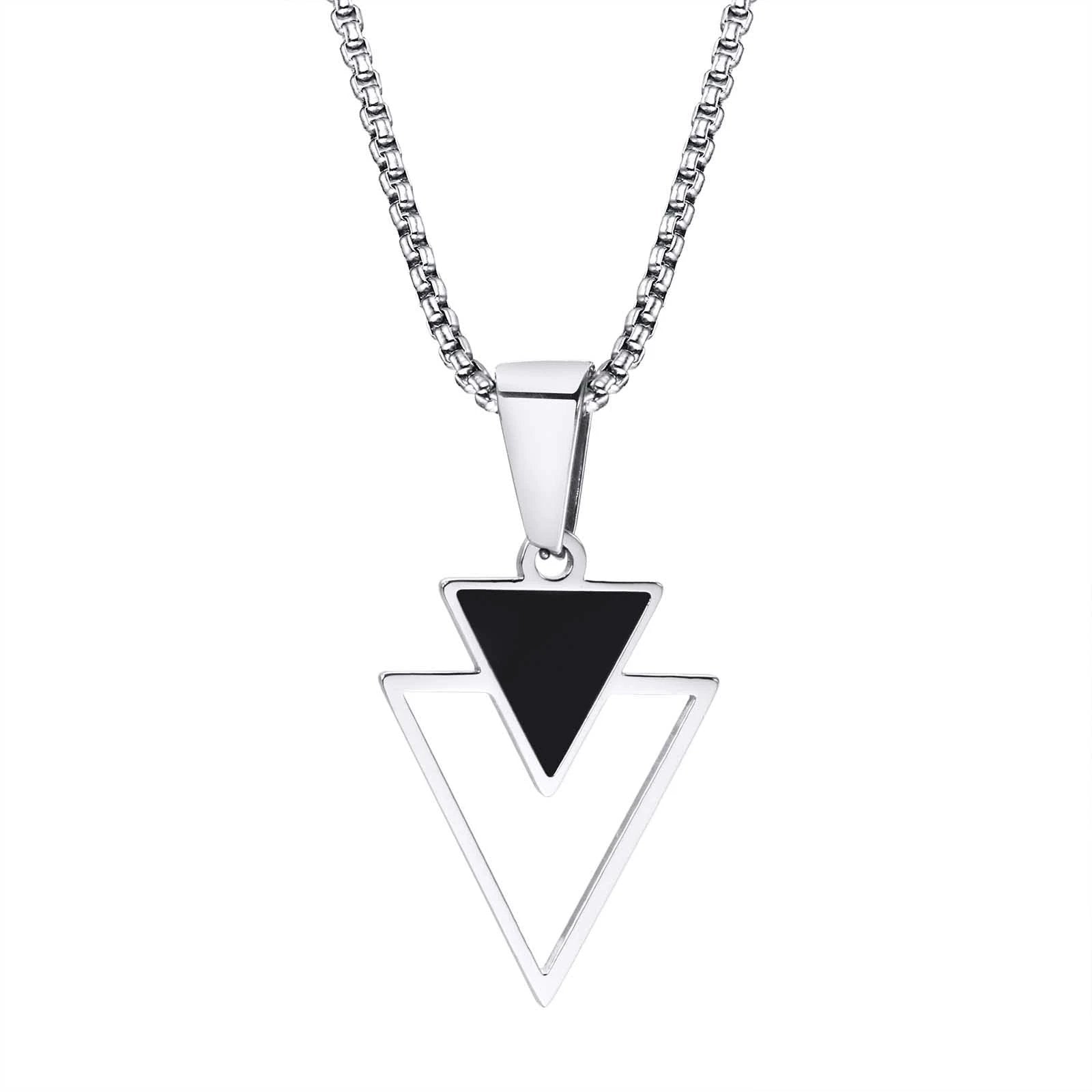 Stainless Steel Men's Geometric Triangle Necklace by GJG Denim