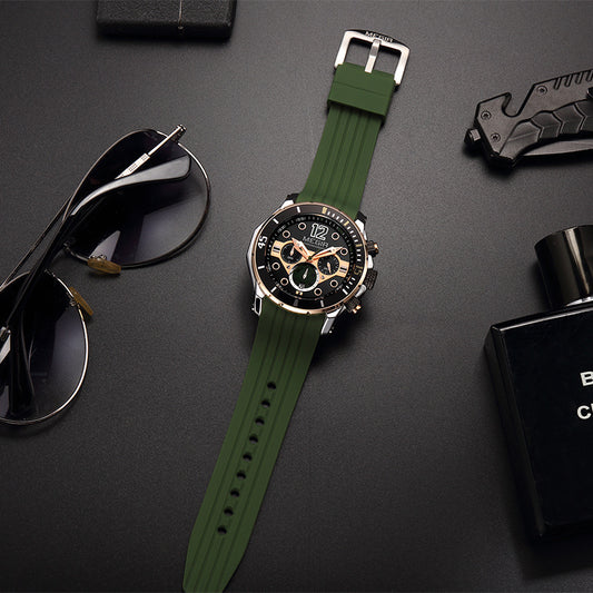 Multifunctional Timing Luminous Waterproof Silicone Sports Watch For Men