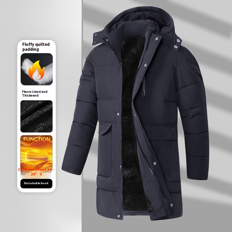 Men's Warm Long Velvet Padded Thick Coat
