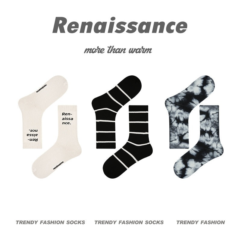 Men's Renaissance Original Tube Socks Simple Letters