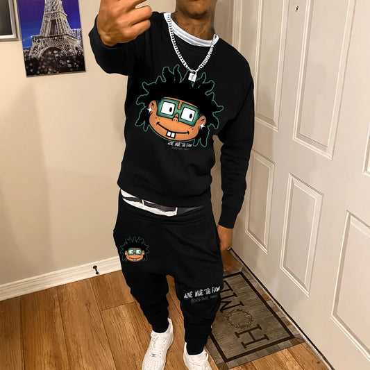 Men's Casual Fashion Round Neck Sweatshirt/Pants Suit