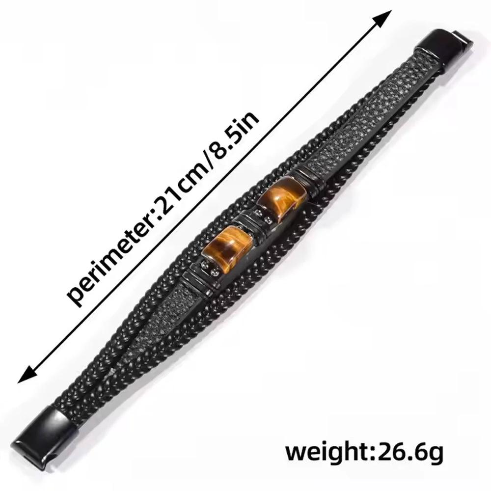 Natural Tiger Eye Stone Bracelet For Men by GJG Denim