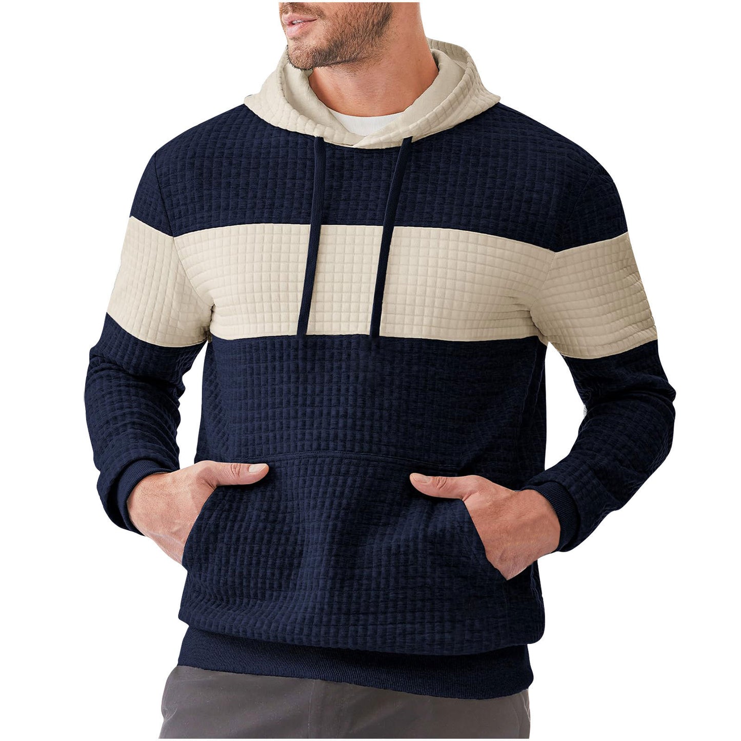Men's Hooded Long-sleeved Sweater w/ Drawstring