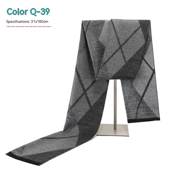 Men's Striped Winter Warm Artificial Cashmere Scarf For Men