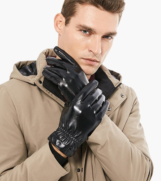 Men's PU Leather Warm Gloves