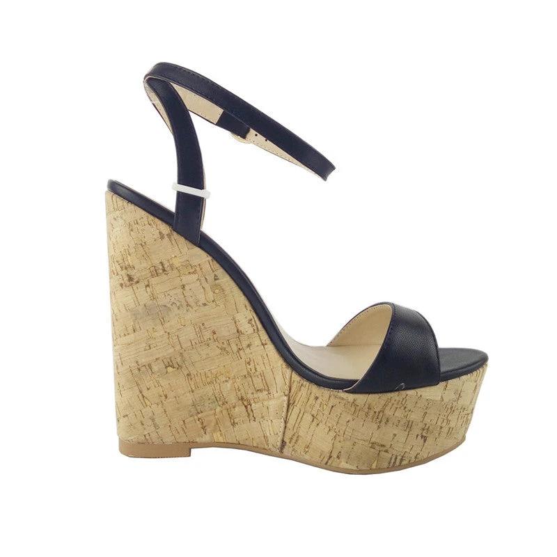 Wood Wedge Platform Sandals by GJG Denim