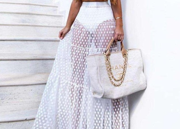 Mesh patchwork skirt