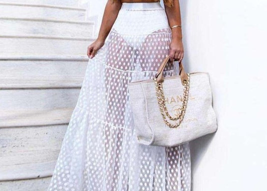 Mesh patchwork skirt
