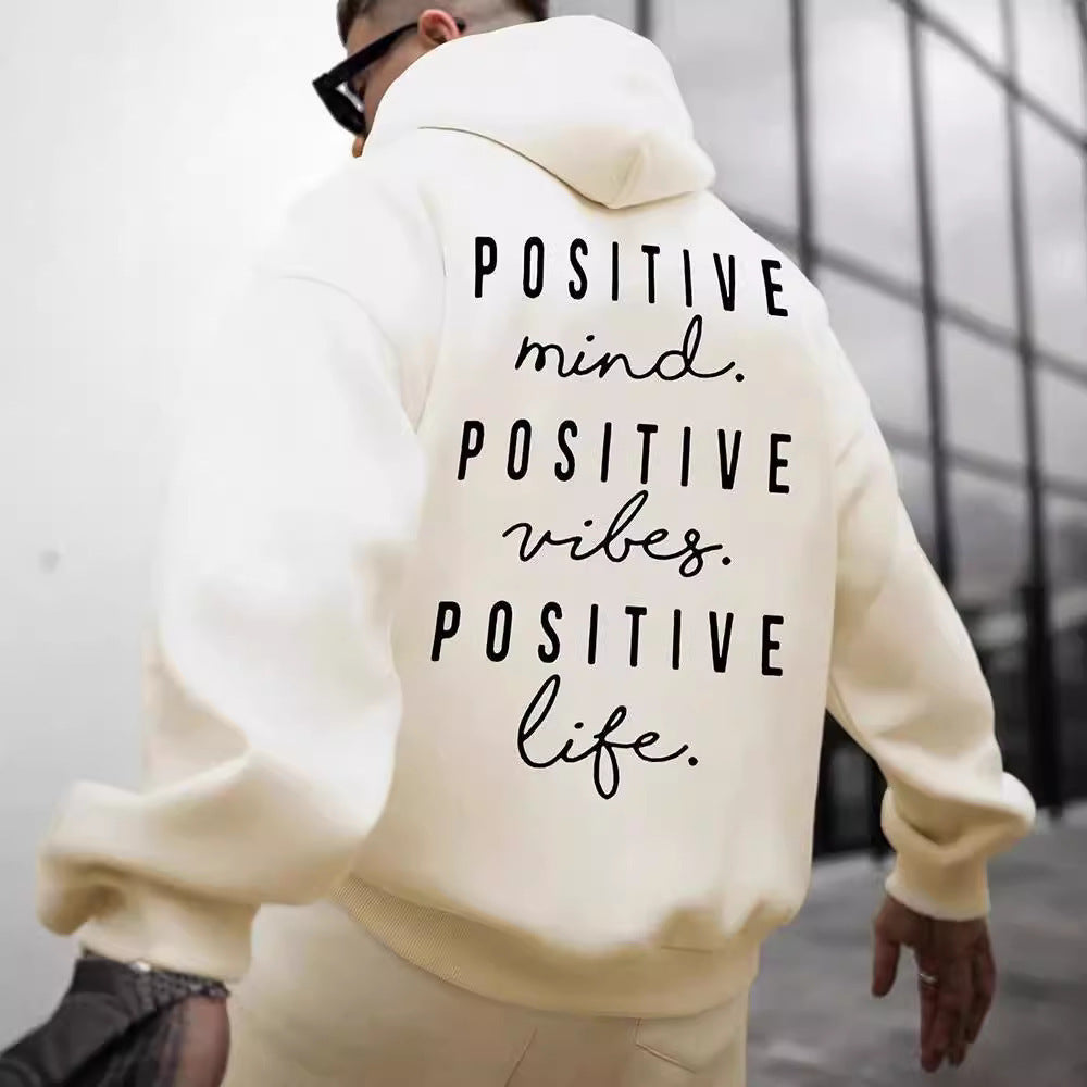 Men's Letter Print Hooded Sweater