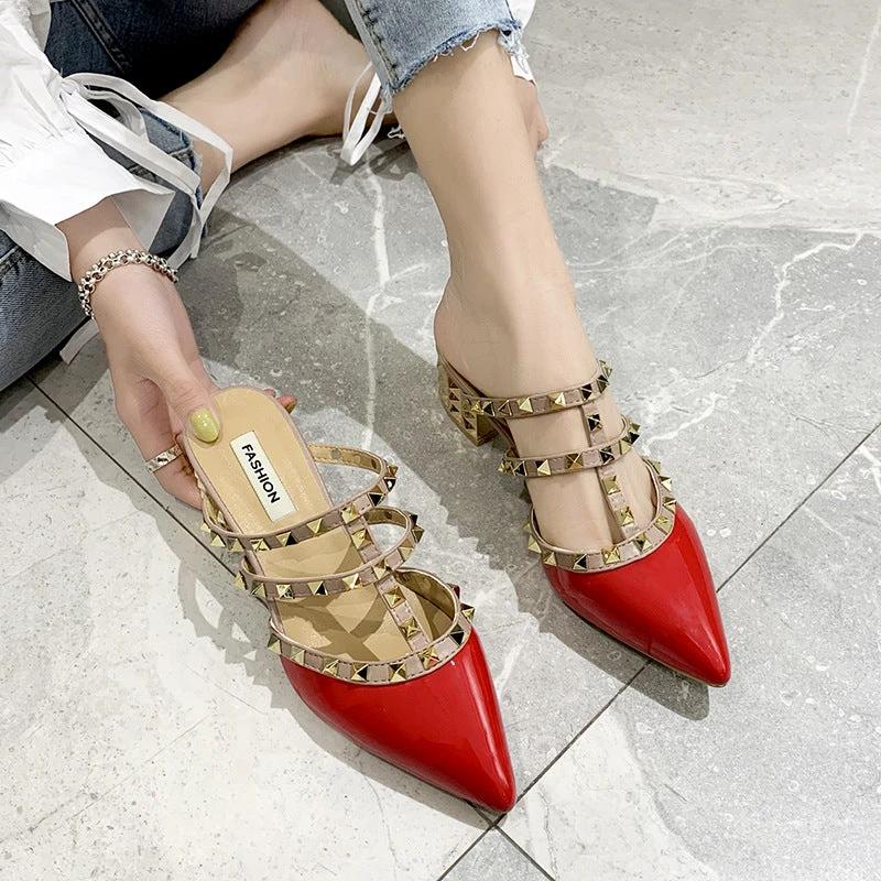 Flat orange Muller sandals and slippers by GJG Denim