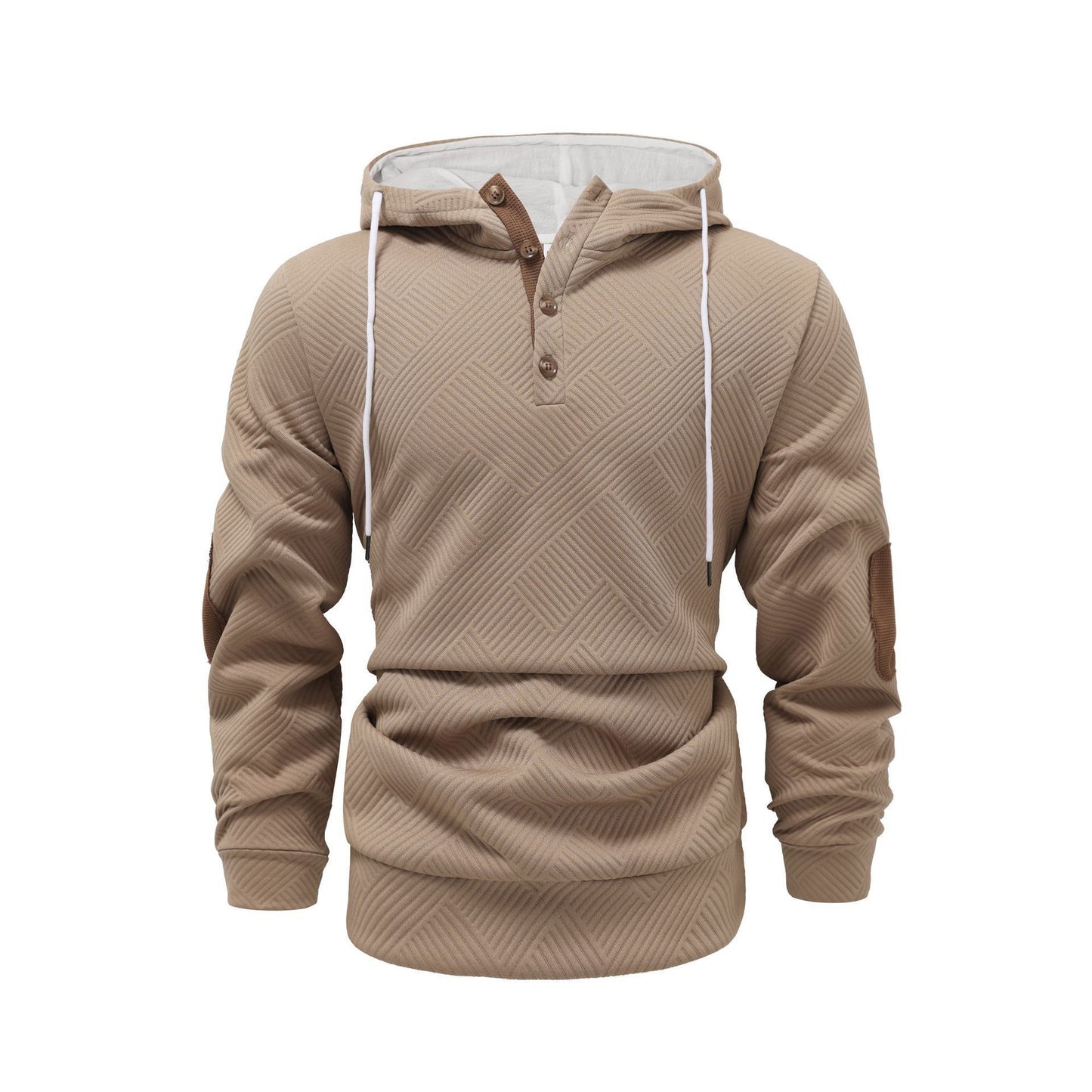 Men's Solid Color Loose Jacquard Hooded Sweater