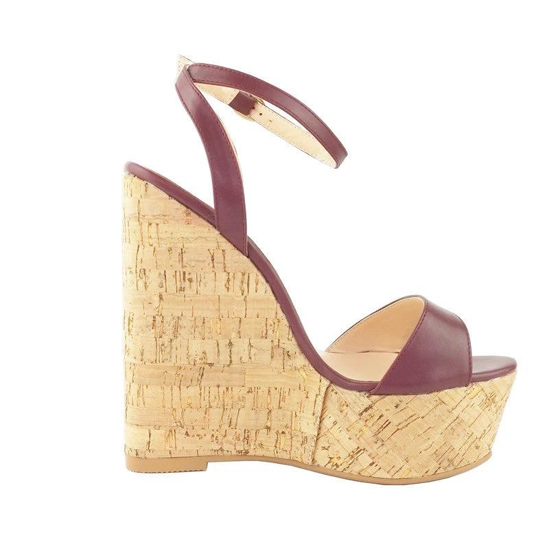 Wood Wedge Platform Sandals by GJG Denim