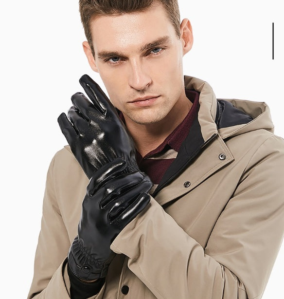 Men's PU Leather Warm Gloves