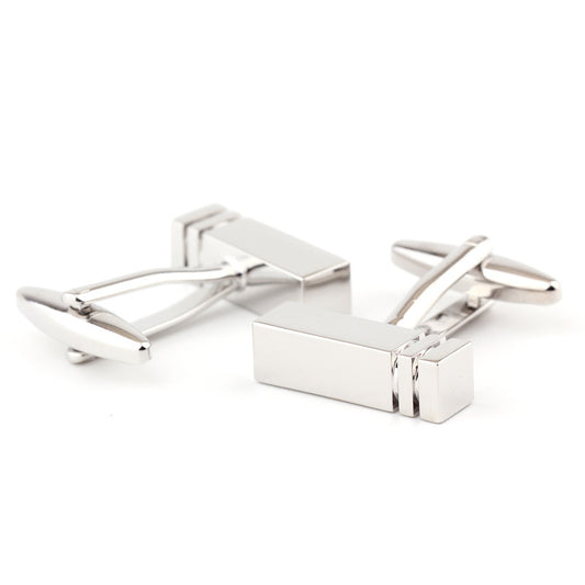 Men's Rectangular Glossy Metal Cufflinks