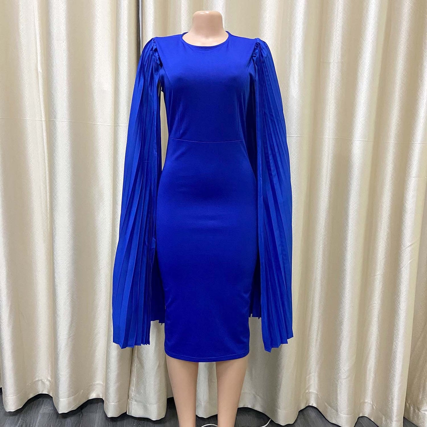 Fashion Pleated Cape Plus Size Gown