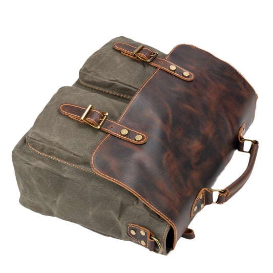 Waterproof Canvas Stitching Leather Briefcase For Men