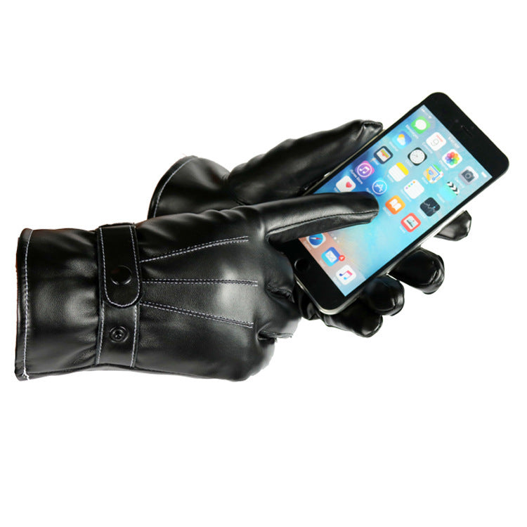 PU Leather Touch Screen Gloves For Men